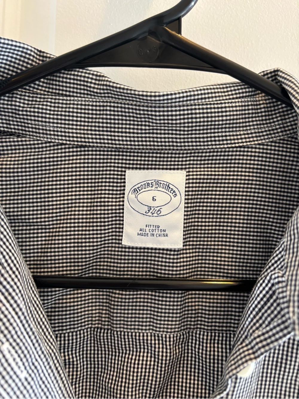 Brooks Brothers Black and White Gingham Button-Down Shirt